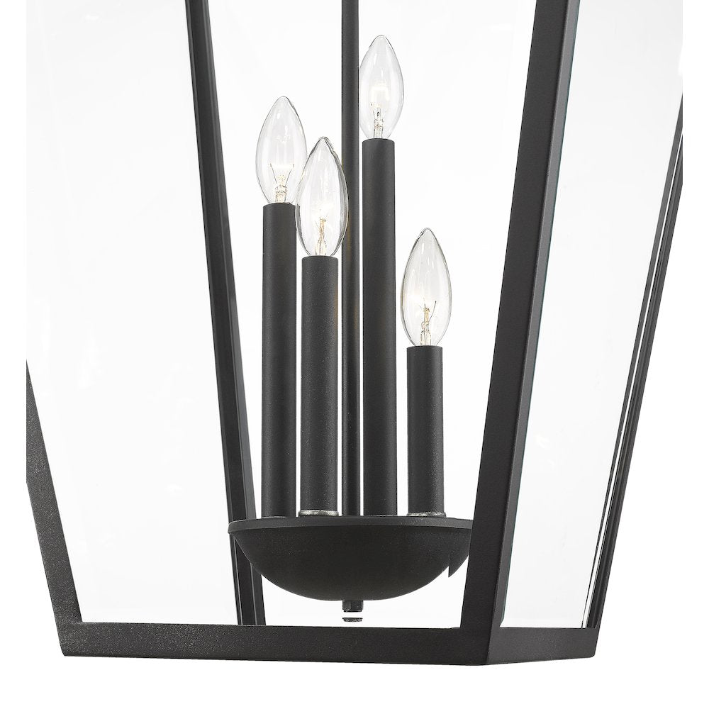 Z-Lite Talbot 4 Light Outdoor Chain Mount Ceiling Fixture, Black