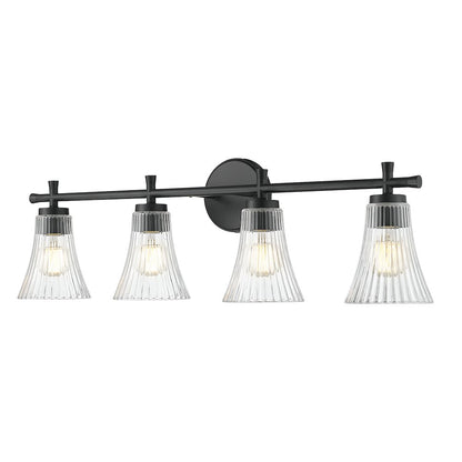 Z-Lite Belle 4 Light Vanity in Matte Black color, Steel frame