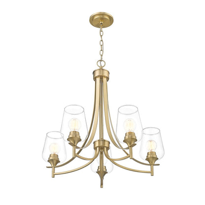 Z-Lite 5 Light Chandelier, Burnished Brass