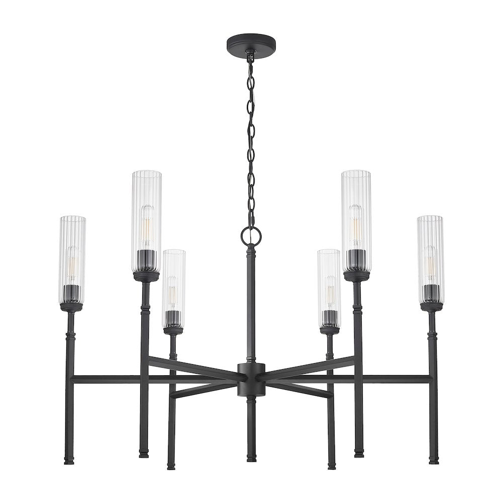Z-Lite 6 Light Chandelier, Matte Black