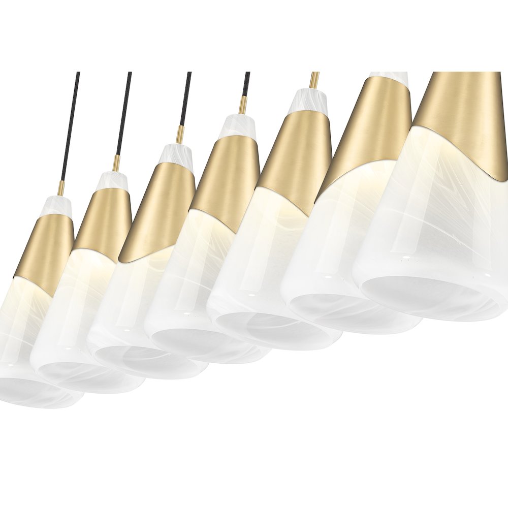Z-Lite Aimie 7 Light Linear Chandelier, Modern Gold