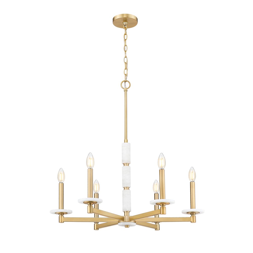 Z-Lite Kaden 6 Light Chandelier in Modern Gold color, Steel frame