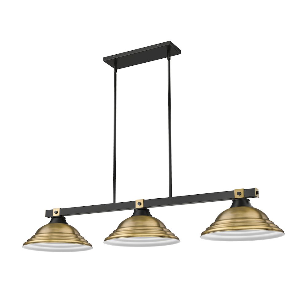 Z-Lite Bronte 3 Light Billiard, Steel Frame, Rubbed Brass Shade Color