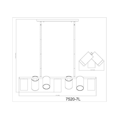 Lumina 7 Light Matte Black Linear Chandelier