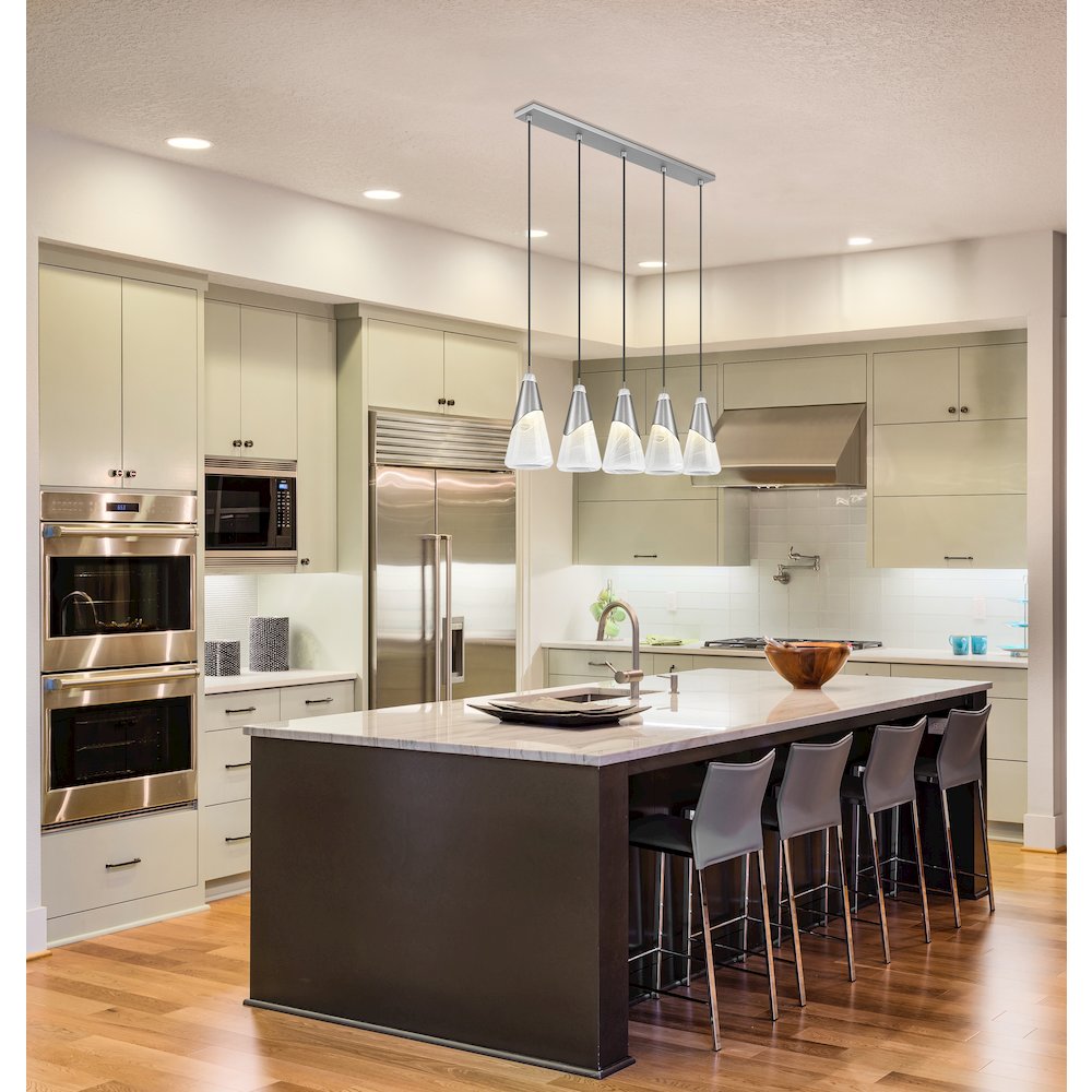 Z-Lite Aimie 5 Light Linear Chandelier, Brushed Nickel