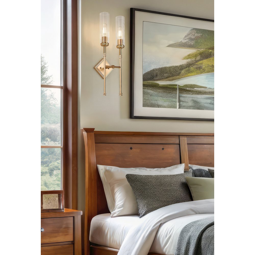 Z-Lite 2 Light Wall Sconce, Modern Gold