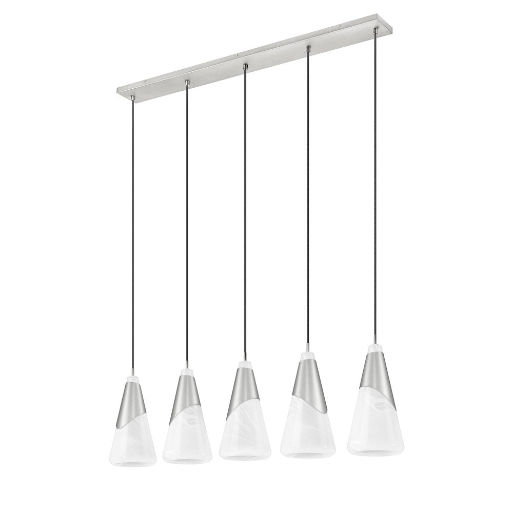 Z-Lite Aimie 5 Light Linear Chandelier, Brushed Nickel