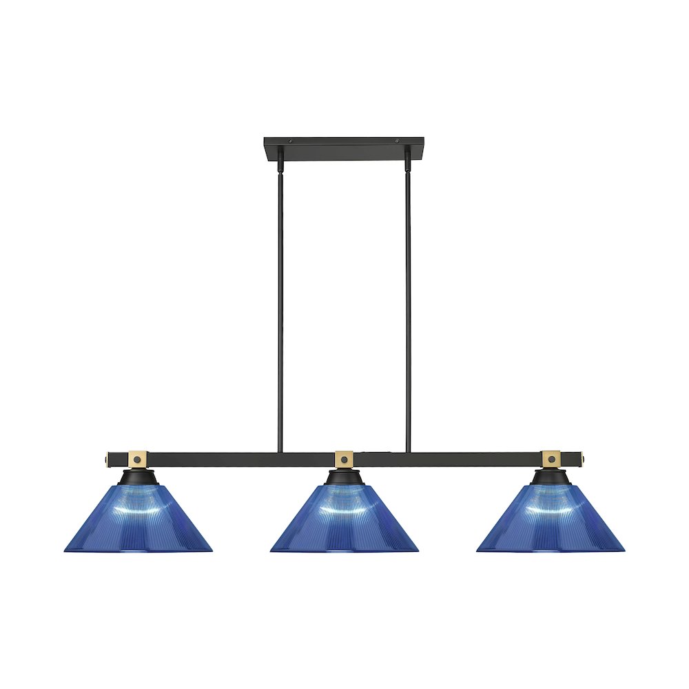 Z-Lite Bronte 3 Light Billiard, Steel Frame, Dark Blue Shade Color