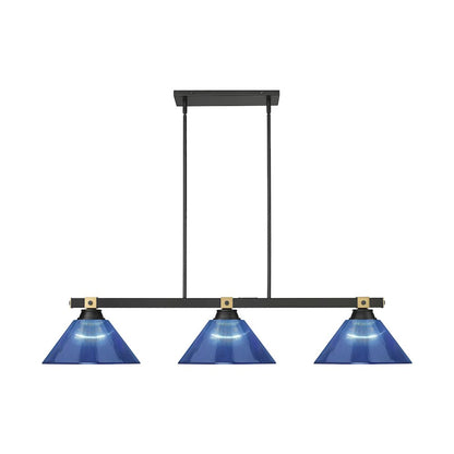 Z-Lite Bronte 3 Light Billiard, Steel Frame, Dark Blue Shade Color