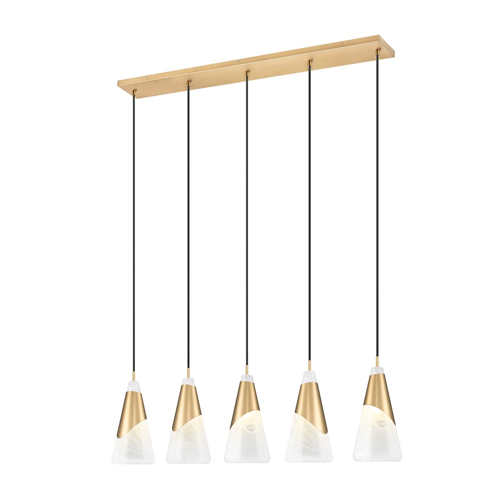 Z-Lite Aimie 5 Light Linear Chandelier, Modern Gold