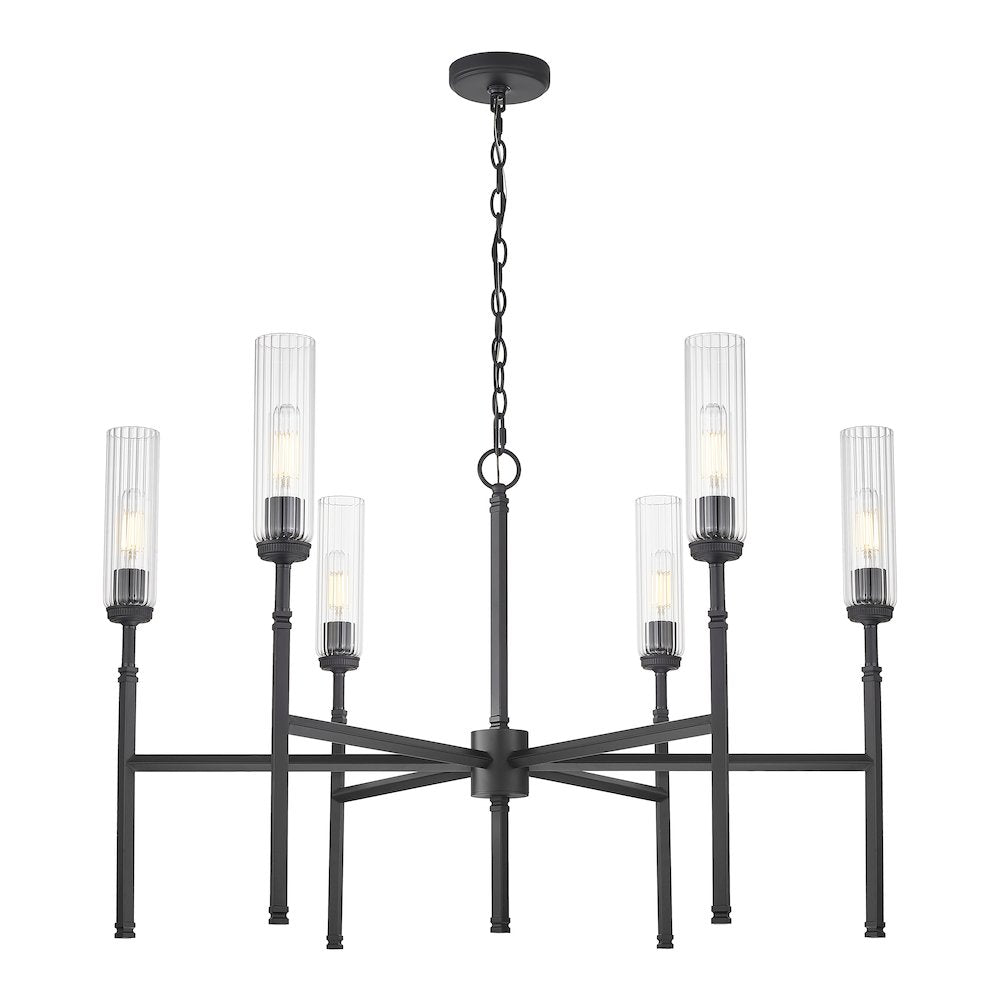Z-Lite 6 Light Chandelier, Matte Black