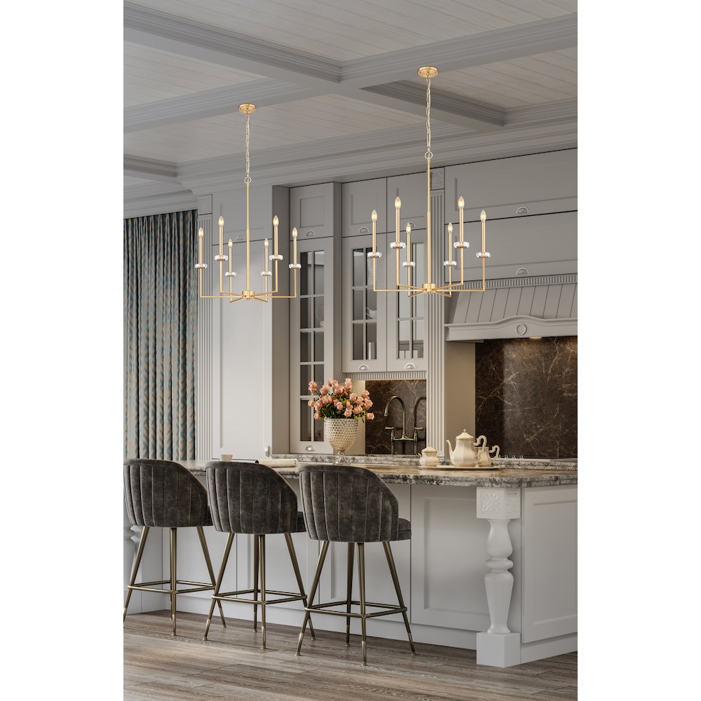 Z-Lite 6 Light Chandelier, Mordern Gold