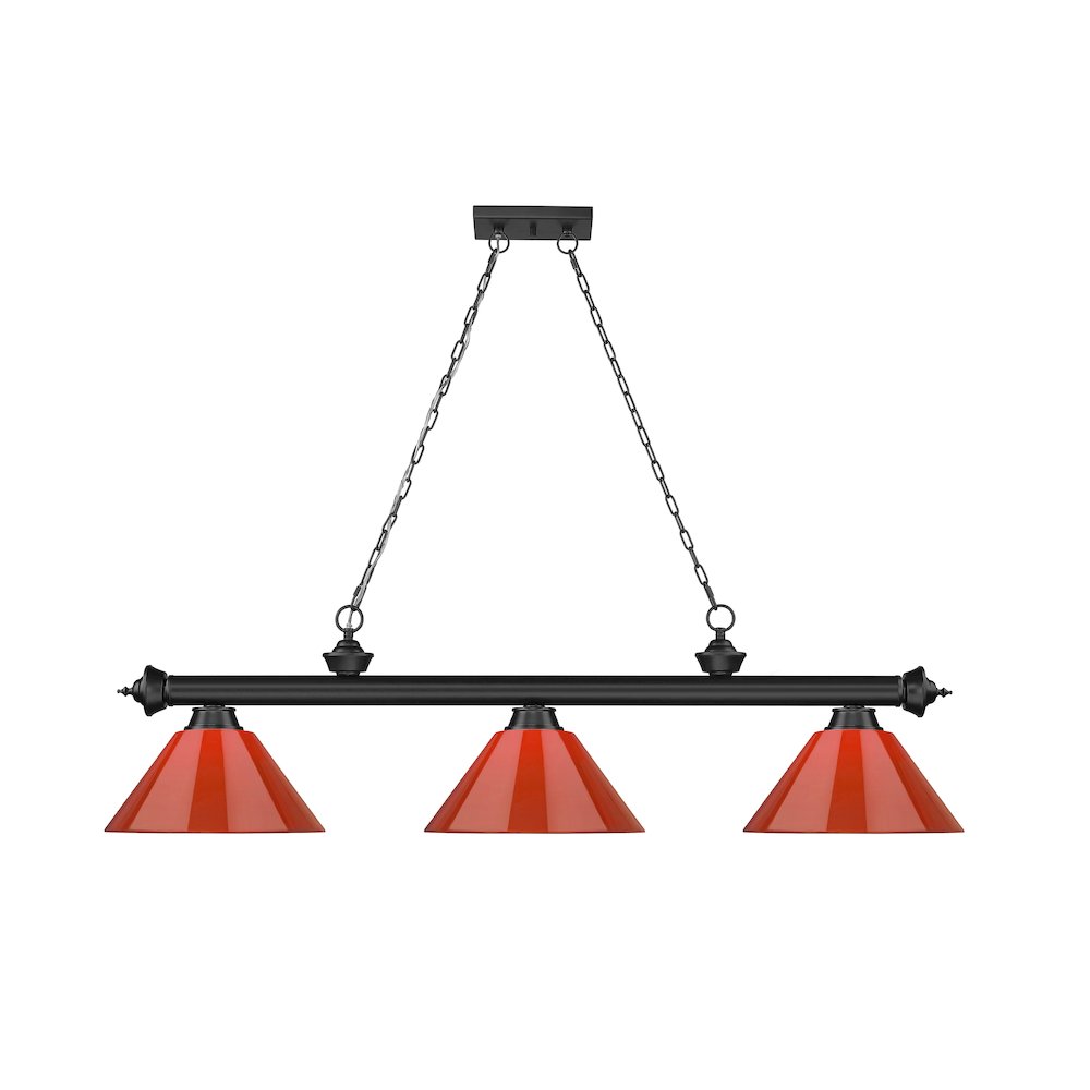 Z-Lite Cordon 3 Light Billiard, Steel Frame, Red Shade Color