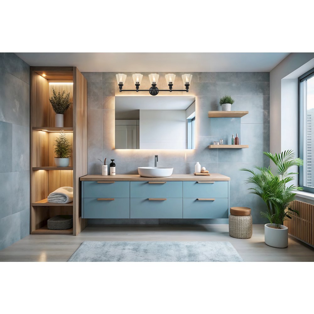Auden 5 Light Matte Black Vanity