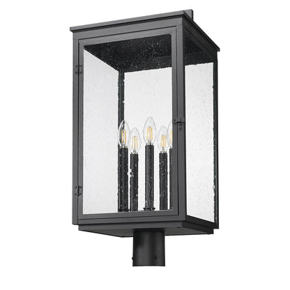 Z-Lite Hartwell 5 Light Outdoor Post Mount Fixture in Sand Black color