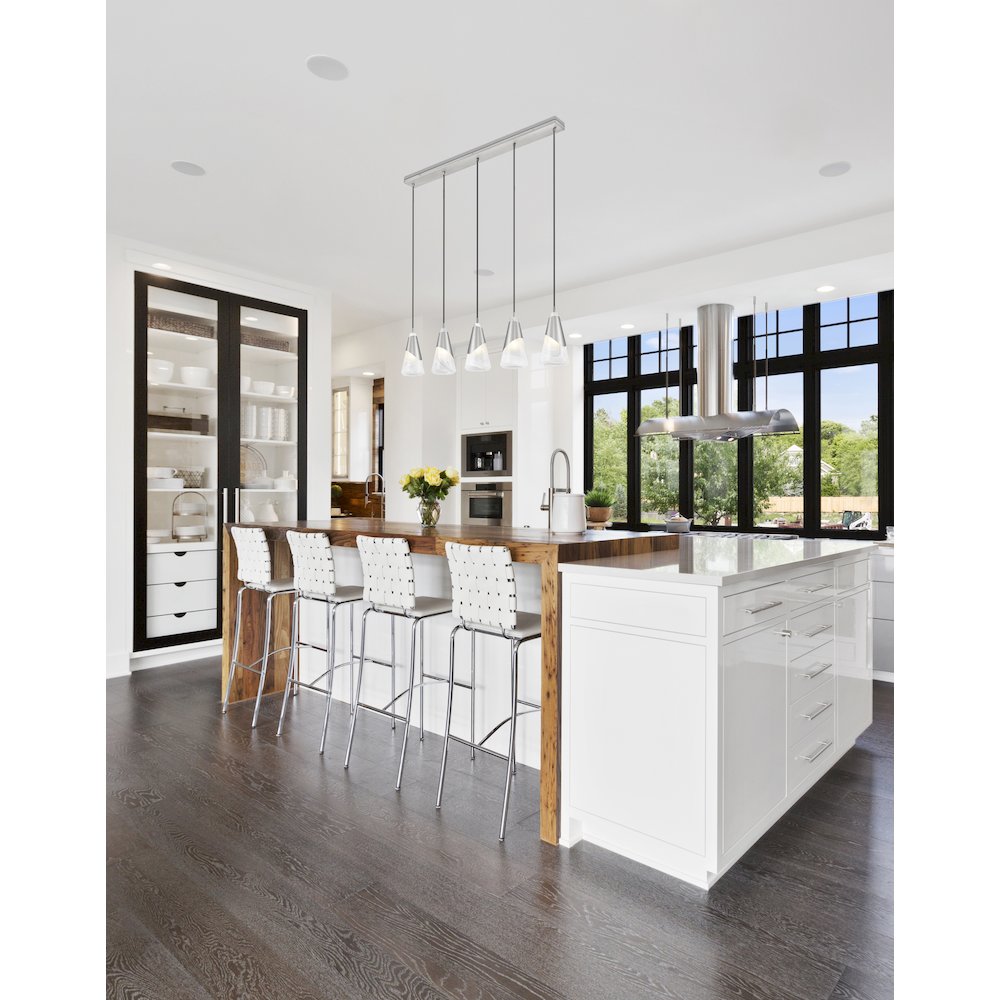 Z-Lite Aimie 5 Light Linear Chandelier, Brushed Nickel
