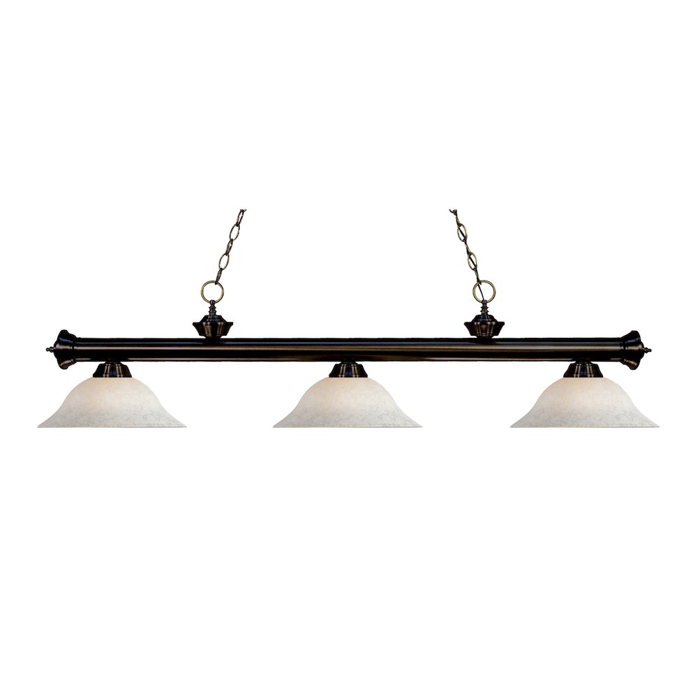 Z-Lite Riviera 3 Light Billiard, Steel Frame, White Mottle Shade Color