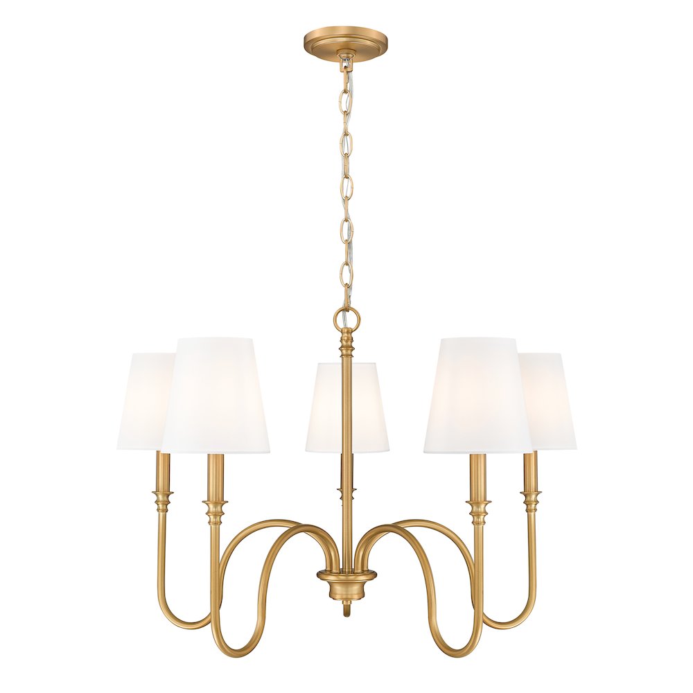Z-Lite 5 Light Chandelier, Rubbed Brass