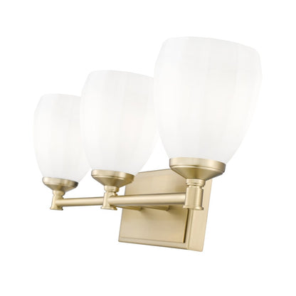 Z-Lite Oren 3 Light Vanity in Modern Gold color, Steel frame