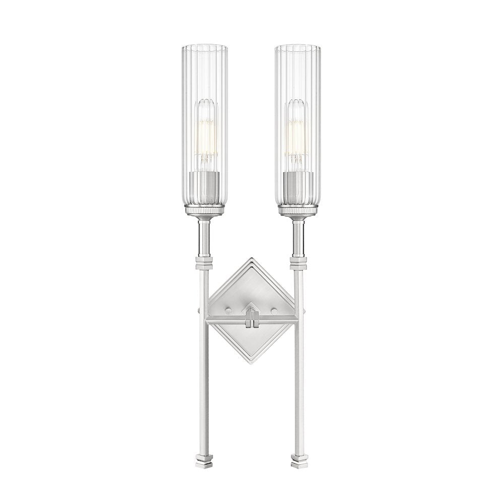 Z-Lite 2 Light Wall Sconce, Brushed Nickel
