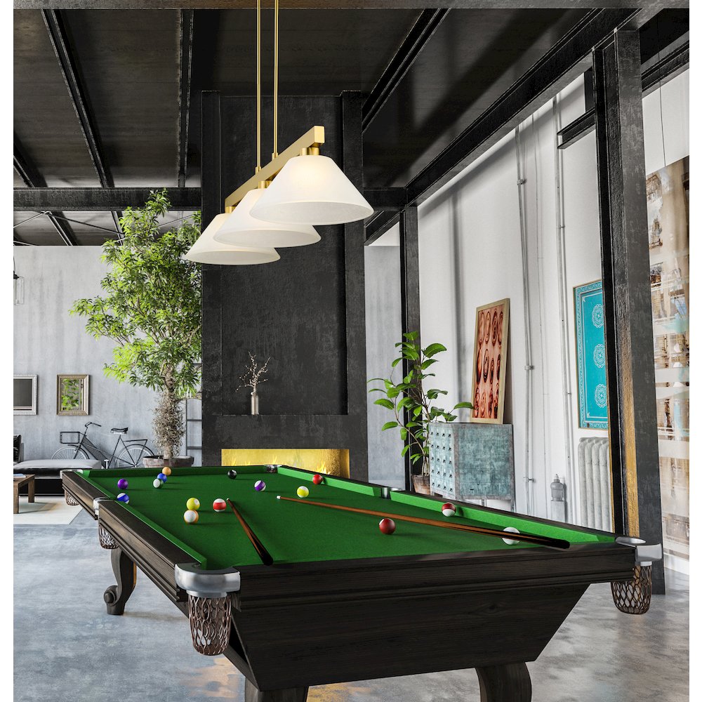 Z-Lite Cobalt 3 Light Billiard, Steel Frame, White Linen Shade Color