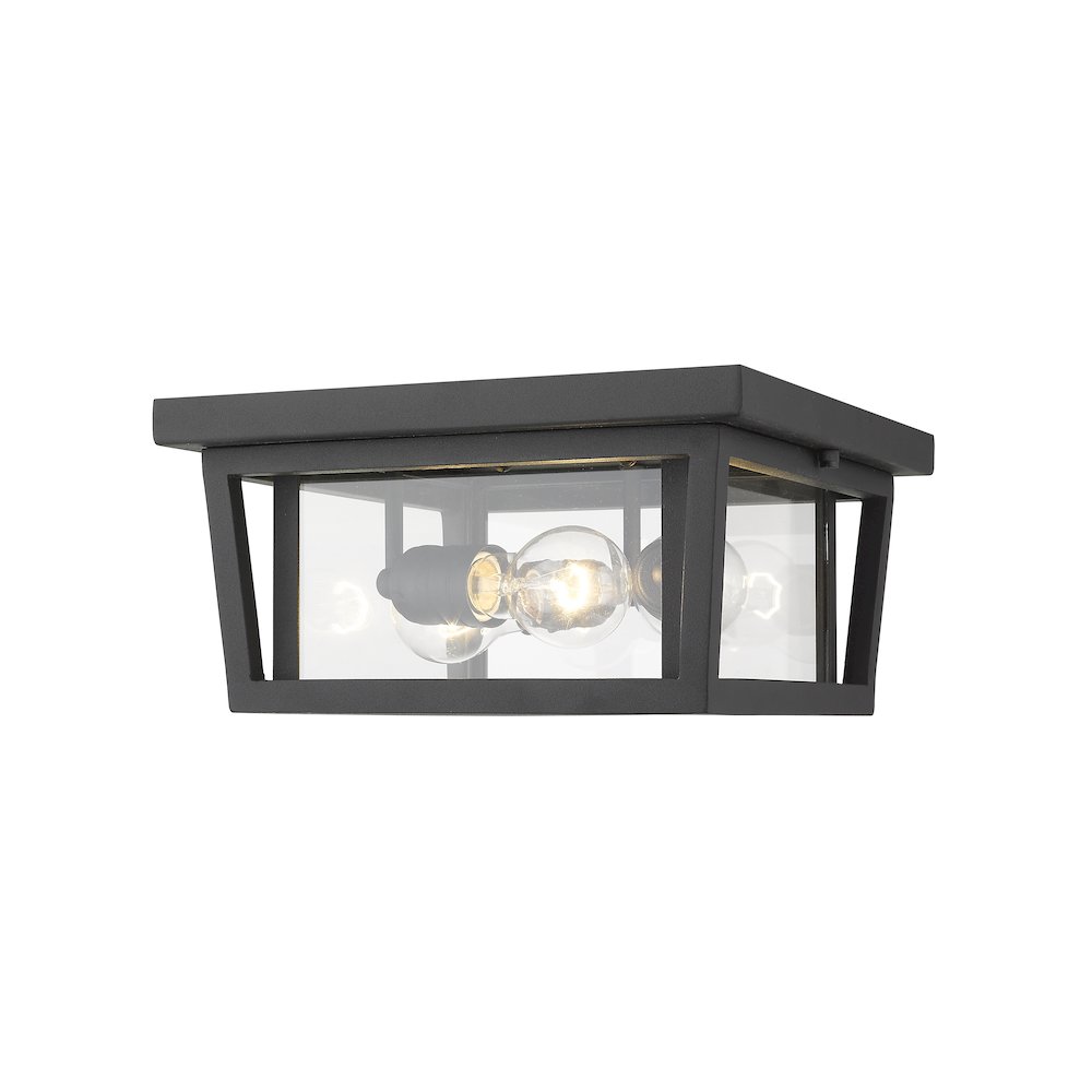 Z-Lite Seoul 3 Light Outdoor Flush Mount, Black