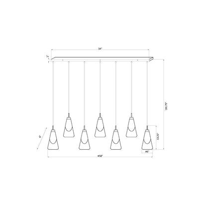 Z-Lite Aimie 7 Light Linear Chandelier, Modern Gold