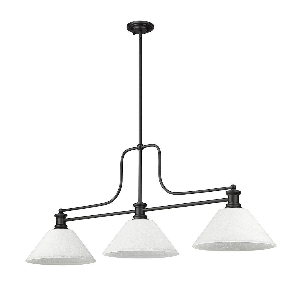 Z-Lite Melange 3 Light Billiard, Steel Frame, White Linen Shade Color