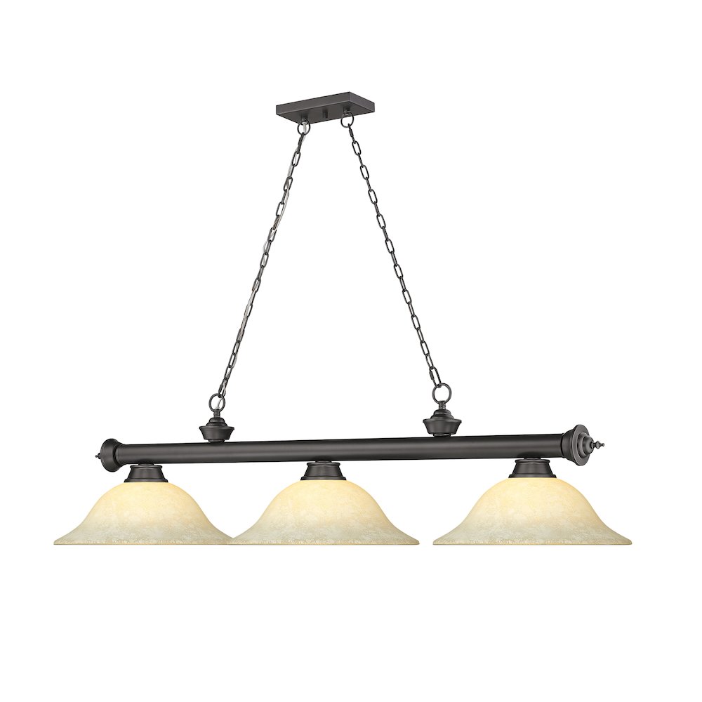 Z-Lite Cordon 3 Light Billiard, Steel Frame, Golden Mottle Shade Color