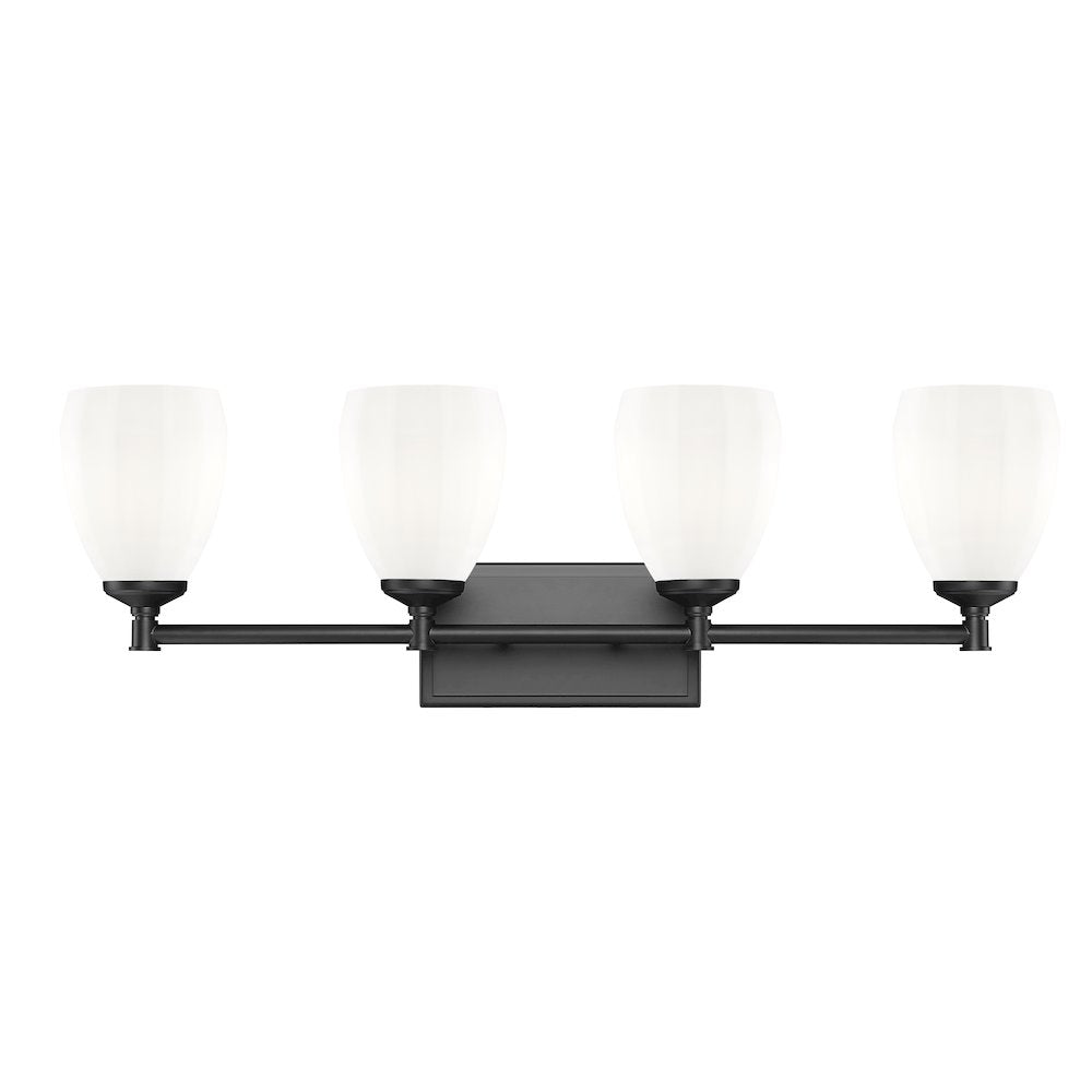 Z-Lite Oren 4 Light Vanity in Matte Black color, Steel frame