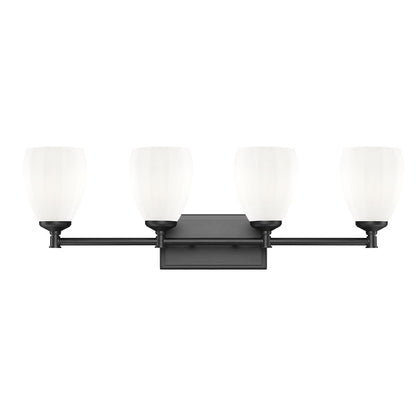 Z-Lite Oren 4 Light Vanity in Matte Black color, Steel frame