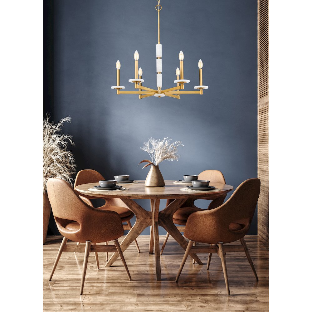 Z-Lite Kaden 6 Light Chandelier in Modern Gold color, Steel frame