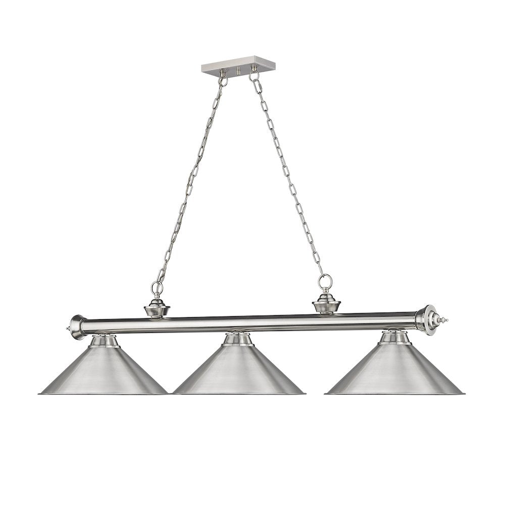 Z-Lite Cordon 3 Light Billiard, Steel Frame, Brushed Nickel Shade Color
