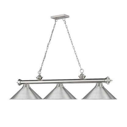 Z-Lite Cordon 3 Light Billiard, Steel Frame, Brushed Nickel Shade Color