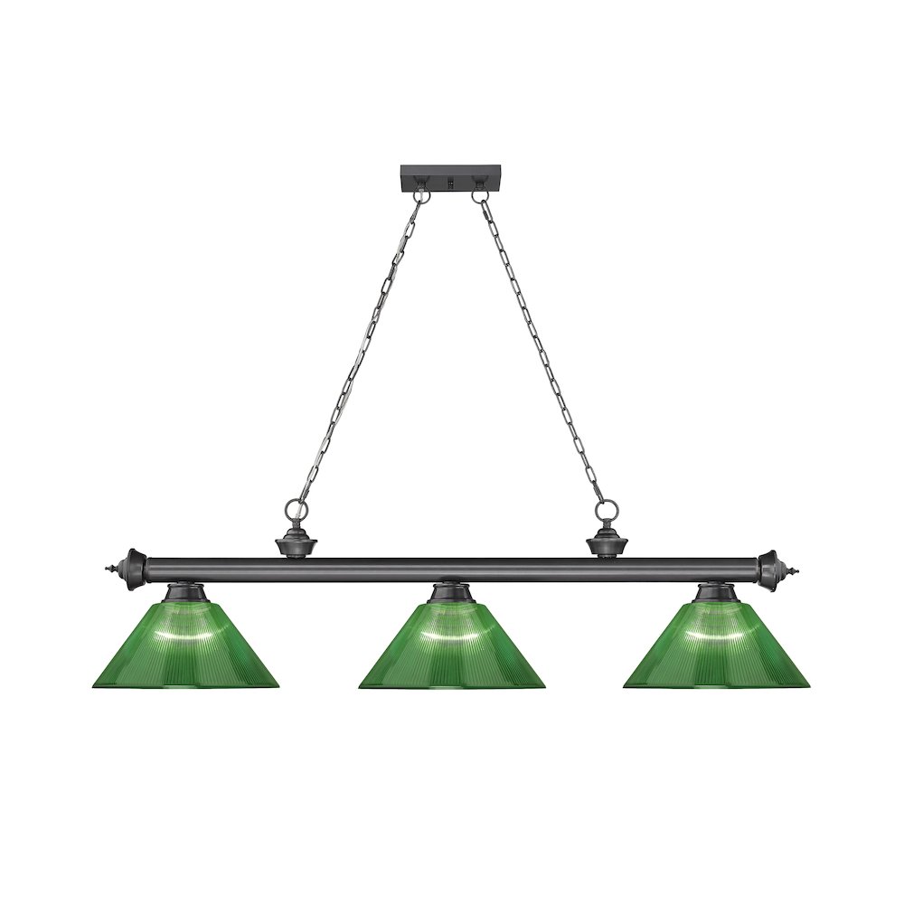 Z-Lite Cordon 3 Light Billiard, Steel Frame, Green Shade Color