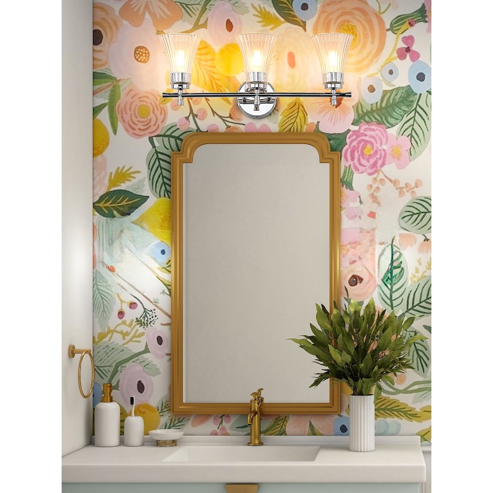 Z-Lite Belle 3 Light Vanity in Chrome color, Steel frame