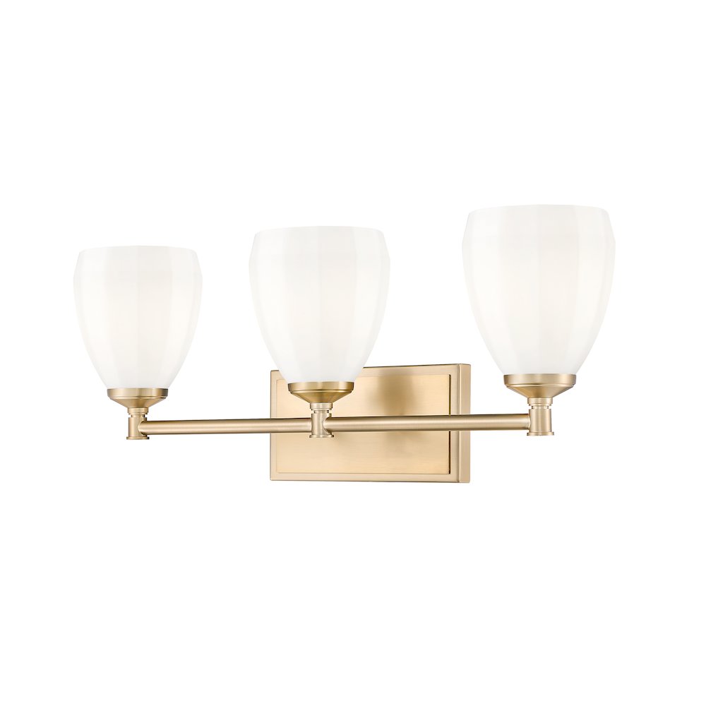 Z-Lite Oren 3 Light Vanity in Modern Gold color, Steel frame