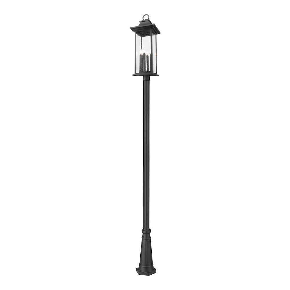 Z-Lite 6 Light Outdoor Post Mounted Fixture, Black Frame Finish