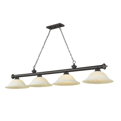 Z-Lite Cordon 4 Light Billiard, Steel Frame, White Mottle Shade Color