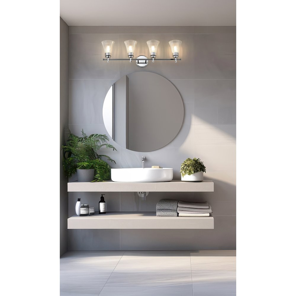 Z-Lite Belle 4 Light Vanity in Chrome color, Steel frame