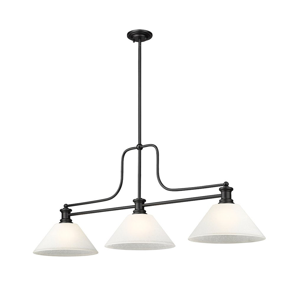 Z-Lite Melange 3 Light Billiard, Steel Frame, White Linen Shade Color