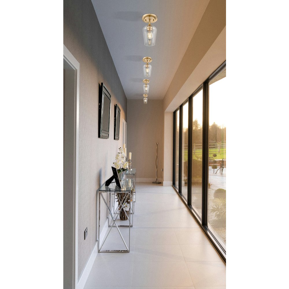 Z-Lite 1 Light Flush Mount, Burnished Brass
