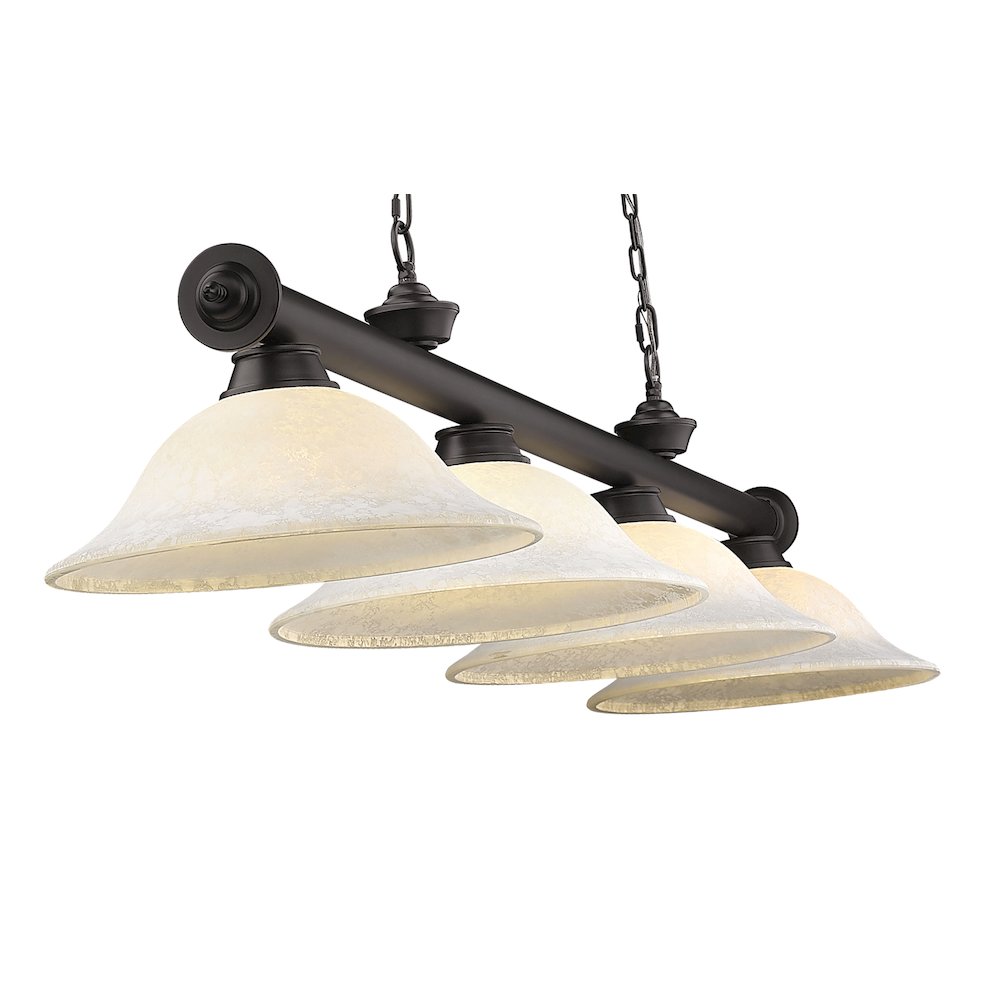 Z-Lite Cordon 4 Light Billiard, Steel Frame, White Mottle Shade Color