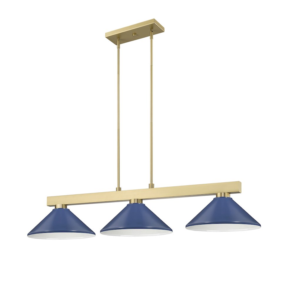 Z-Lite Cobalt 3 Light Billiard, Steel Frame, Navy Blue Shade Color