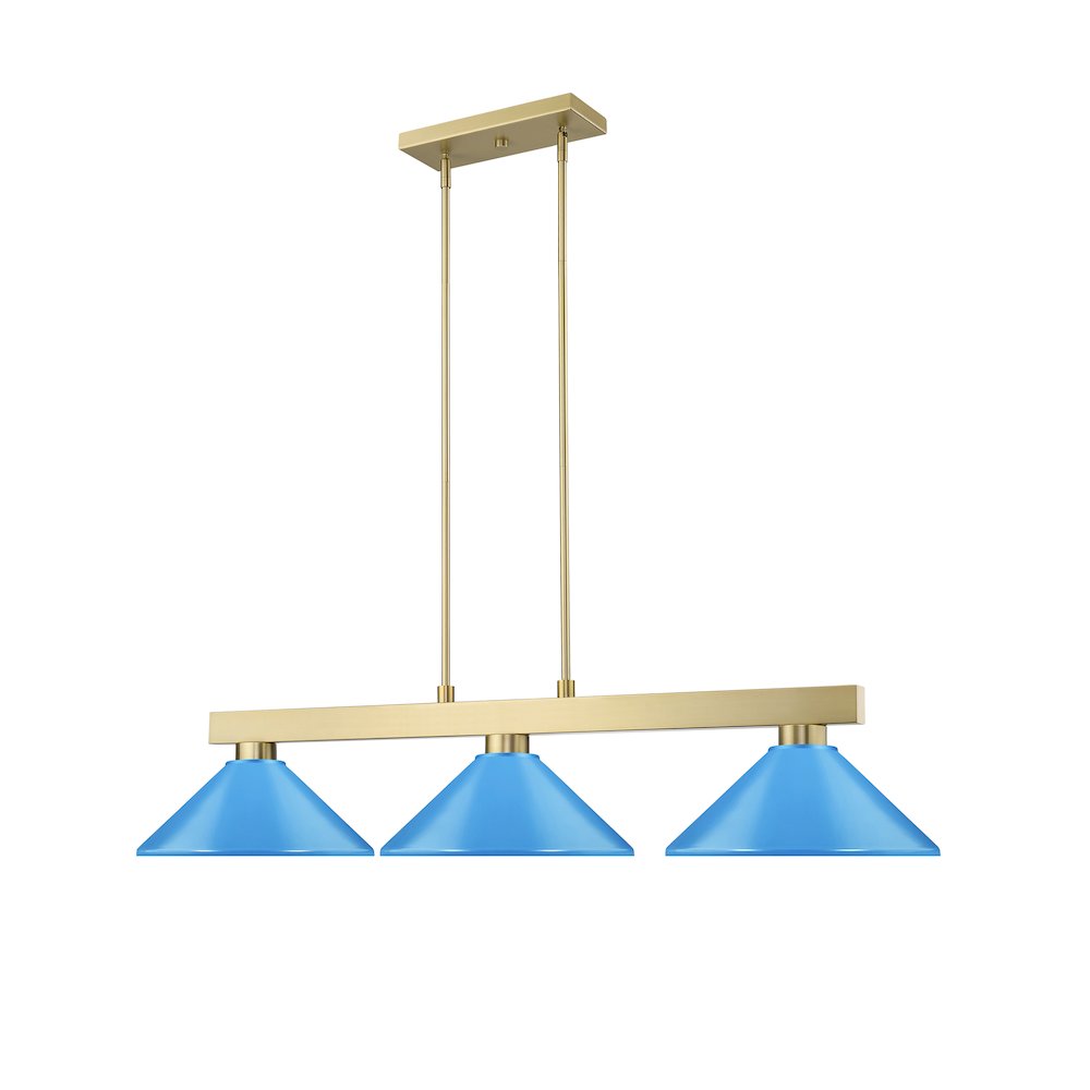 Z-Lite Cobalt 3 Light Billiard, Steel Frame, Electric Blue Shade Color