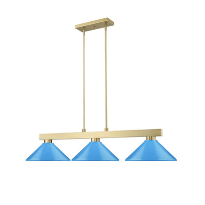 Z-Lite Cobalt 3 Light Billiard, Steel Frame, Electric Blue Shade Color