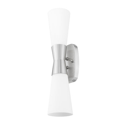 Z-Lite 2 Light Wall Sconce, Brushed Nickel