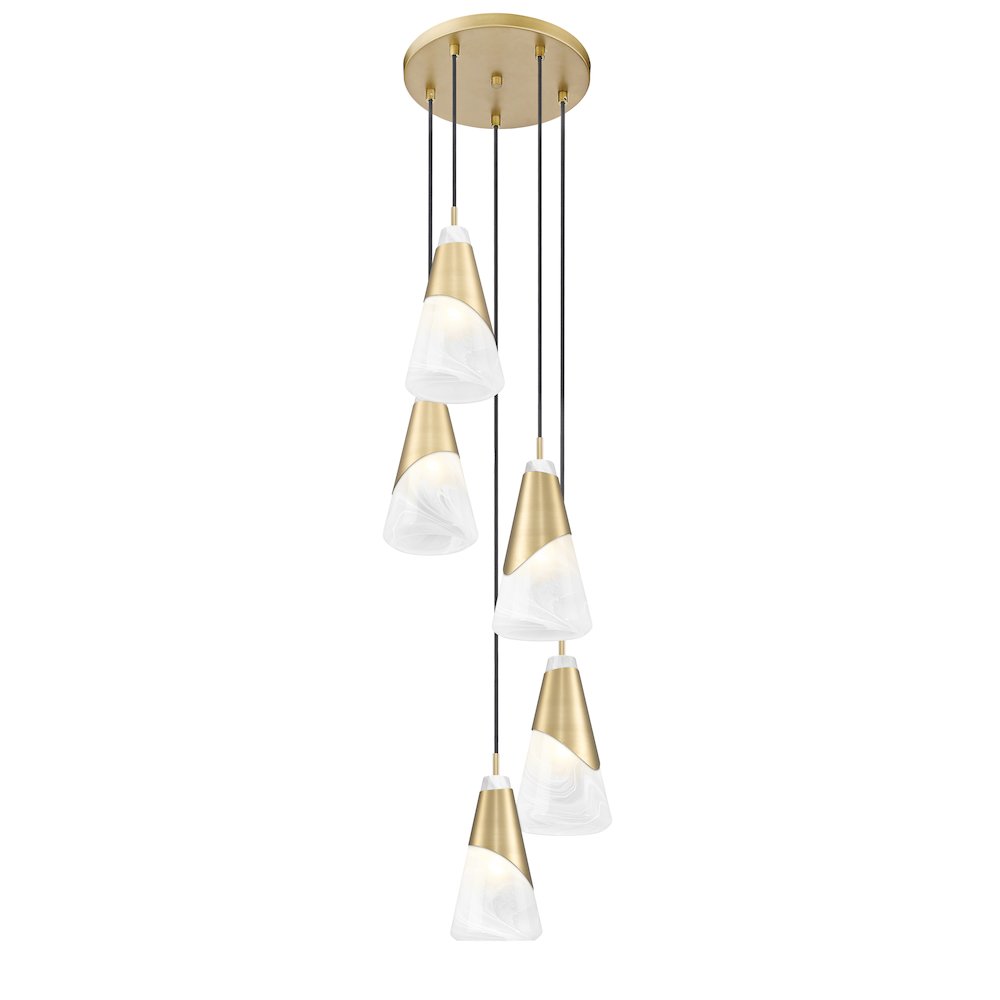 Z-Lite Aimie 5 Light Chandelier, Modern Gold
