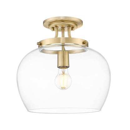 Z-Lite 1 Light Semi Flush Mount, Burnished Brass