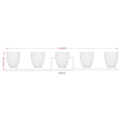 Z-Lite Naya 5 Light Vanity in Chrome color, Steel frame